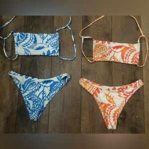 SHEIN Blue and Orange Floral Bikinis